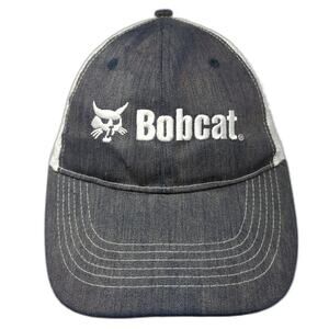 Bobcat Strapback Trucker Hat Blue One Size Adjustable Embroidered Mesh Back